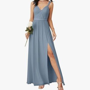 Dusty blue bride maid dress